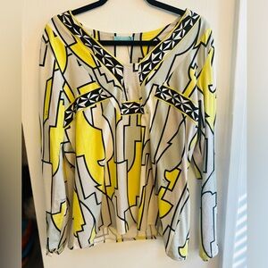 Emilio Pucci Vibrant Yellow and Black Patterned Blouse